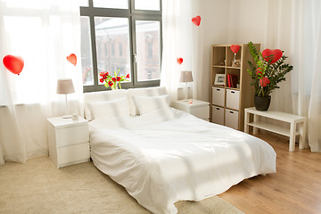 Image showing cozy bedroom decorated for valentines day