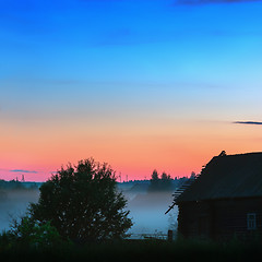 Image showing Summer Misty Midnight In The Village