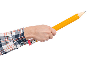 Image showing Hand with big pencil