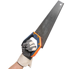 Image showing Worker hand with Saw