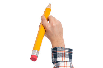 Image showing Hand with big pencil