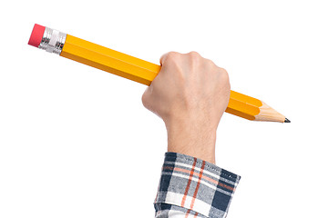 Image showing Hand with big pencil