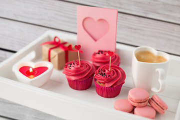 Image showing close up of red sweets for valentines day