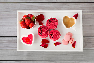 Image showing close up of treats on tray for valentines day