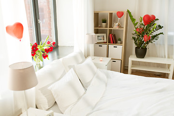 Image showing cozy bedroom decorated for valentines day