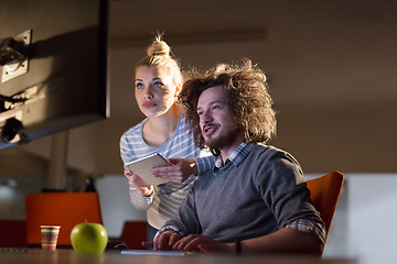 Image showing young designers in the night office