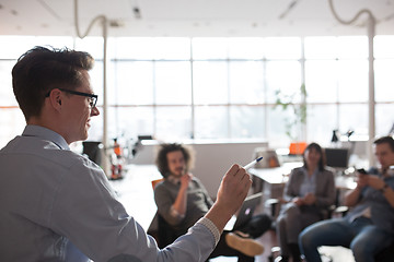 Image showing Young Business Team At A Meeting at modern office building