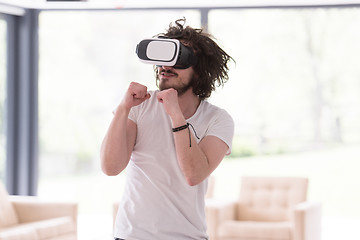 Image showing man using VR-headset glasses of virtual reality