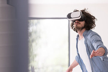 Image showing man using VR-headset glasses of virtual reality