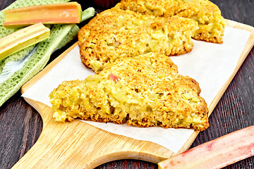 Image showing Scones with rhubarb on board