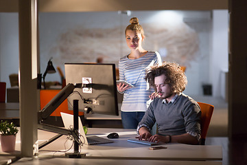 Image showing young designers in the night office