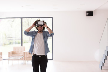 Image showing man using VR-headset glasses of virtual reality