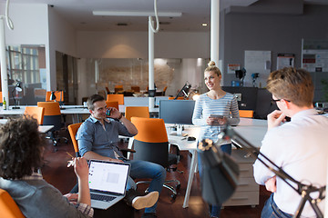 Image showing Young Business Team At A Meeting at modern office building