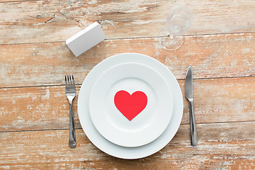 Image showing close up of table setting for valentines day