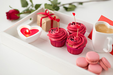 Image showing close up of red sweets for valentines day