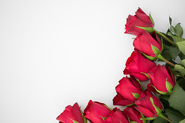 Image showing close up of red roses on white background