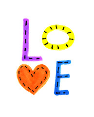 Image showing Word LOVE from colorful letters and heart symbol