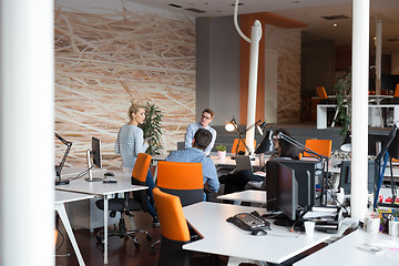 Image showing Young Business Team At A Meeting at modern office building