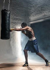 Image showing Boxing training and punching bag