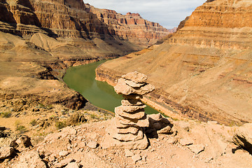 Image showing tower of rocks in grand canyon and colorado river