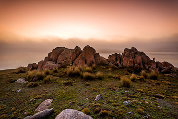 Image showing Snowy High Plains foggy sunrise