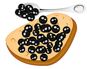 Image showing Vector illustration of the sandwich with black roe