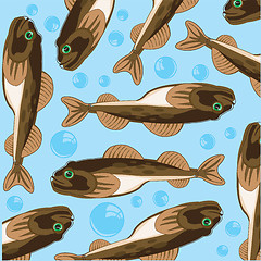 Image showing Fish goby on turn blue background with bladder