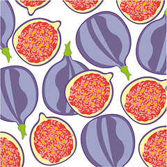 Image showing Decorative pattern from ripe fruit fig on white background is insulated