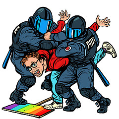 Image showing Police arrest activist protest lgbt gay parade