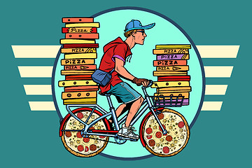 Image showing pizza delivery. bike courier service