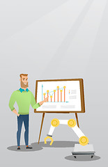 Image showing Businessman and robot giving business presentation