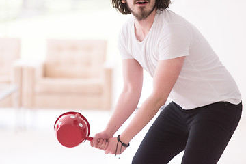 Image showing man using VR-headset glasses of virtual reality