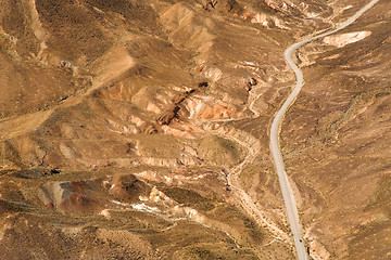 Image showing aerial view of road grand canyon from helicopter