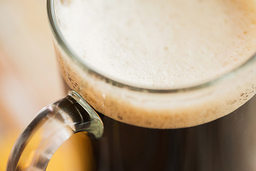 Image showing close up of dark draft beer glass mug