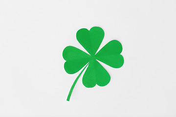 Image showing green paper four-leaf clover on white background