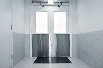 Image showing steel doors in hospital corridor