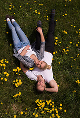 Image showing man and woman lying on the grass