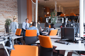 Image showing Young Business Team At A Meeting at modern office building