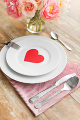 Image showing close up of table setting for valentines day