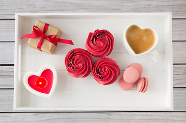 Image showing close up of red sweets for valentines day