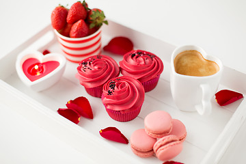 Image showing close up of treats on tray for valentines day