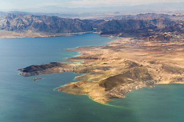 Image showing aerial view of grand canyon and lake mead