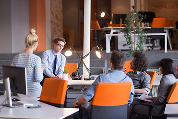 Image showing Young Business Team At A Meeting at modern office building