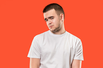 Image showing Young emotional surprised, frustrated and bewildered man