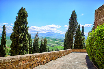 Image showing View of the city walls of Pienza