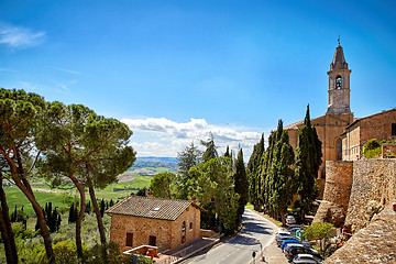 Image showing View of the city walls of Pienza