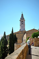 Image showing View of the city walls of Pienza