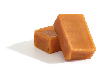 Image showing caramel candies on white background