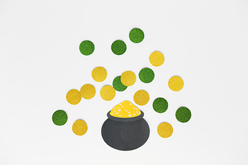 Image showing pot of gold and coins for st patricks day