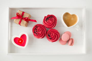 Image showing close up of red sweets for valentines day